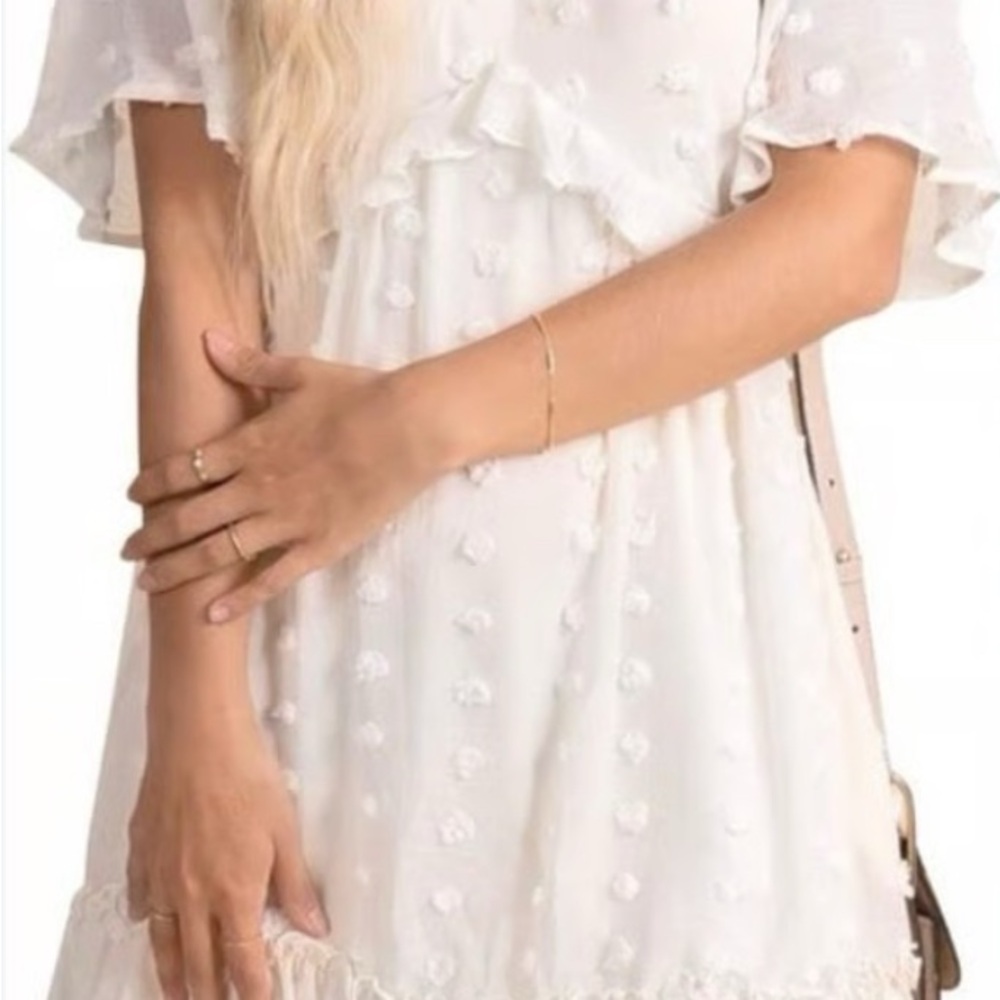 Listicle Elegant White Textured Mini Dress